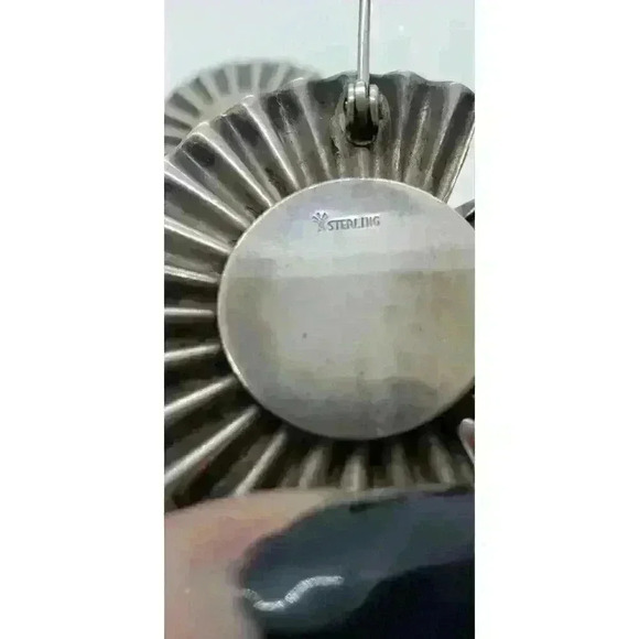 Set 2 Matching Southwest Native Brooch 925 Sterling Silver Concho Ribbon Signed - Picture 4 of 5